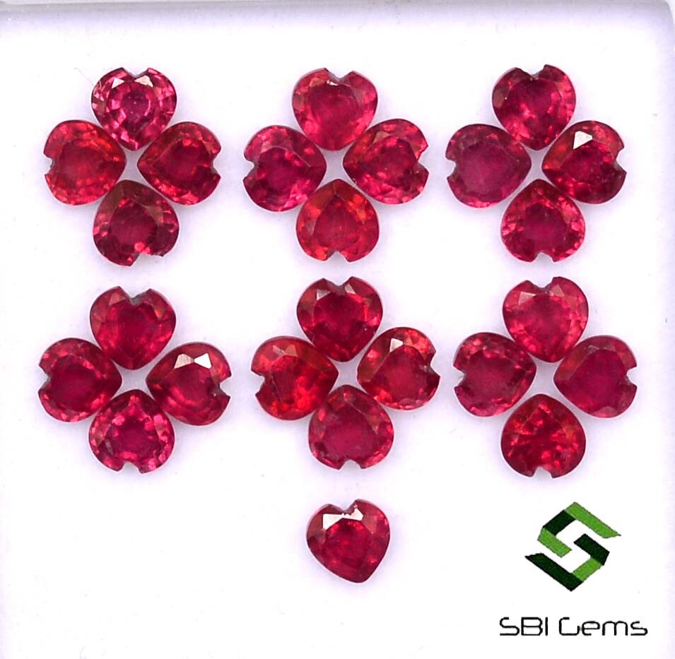 8.86 CTS Natural Ruby Heart Shape Cut 4×4 mm Lot 25 Pcs Calibrated Loose Gems GF