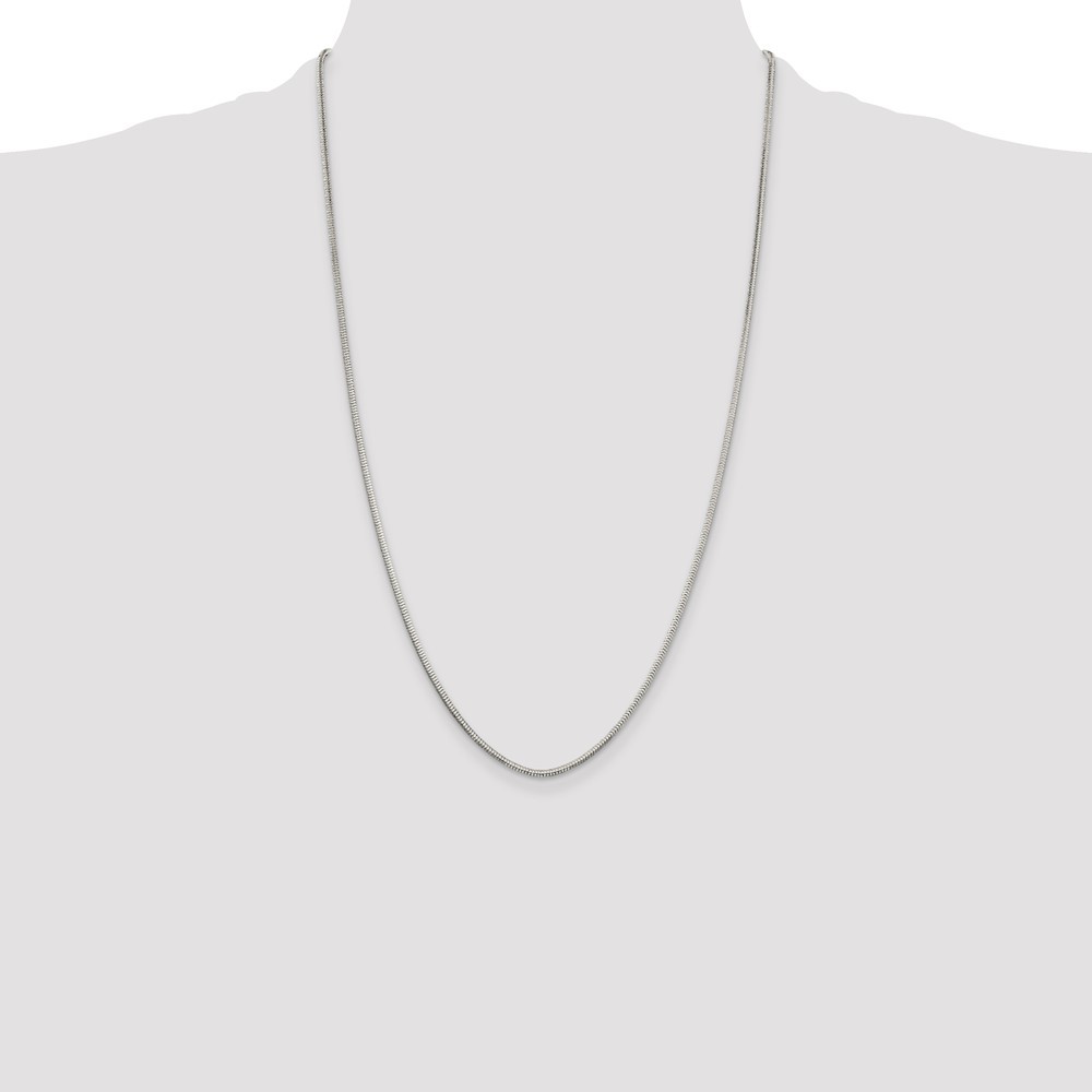 925 Sterling Silver 2mm Diamond-cut Snake Chain Necklace 26″