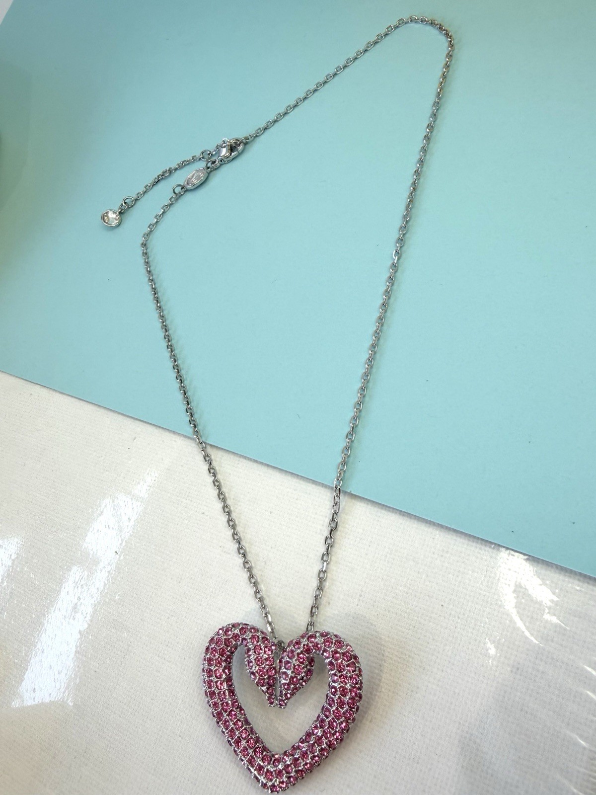 SWAROVSKI Heart Necklace Sublima Pendant Large Pink Crystals New Boxed