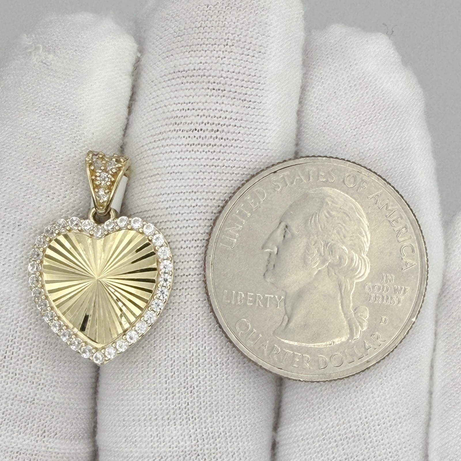 10k Yellow Gold Women For Her Cubic Zirconia Heart Charm Pendant Jewelry Gift