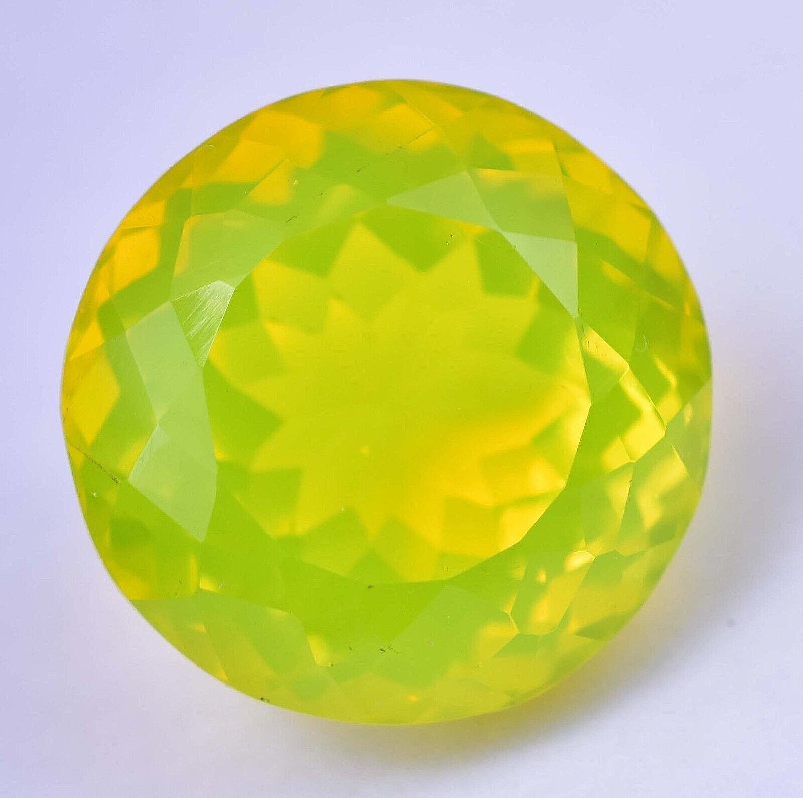 20.00 Ct Natural NEON Yellow Opal Certified 15.80 x 15.80 mm Flawless Gemstone