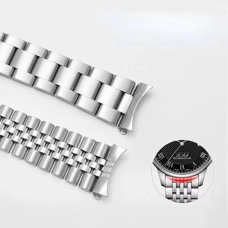 Solid Stainless Steel Watch Strap with Curved End Jubilee Bracelet Accessories