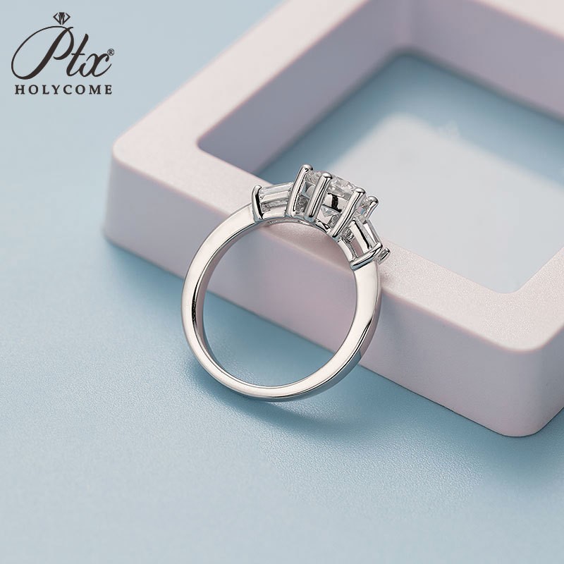 6.5mm Moissanite S925 Sterling Sliver D Color VVS1 Clarity Wedding Rings Luxury