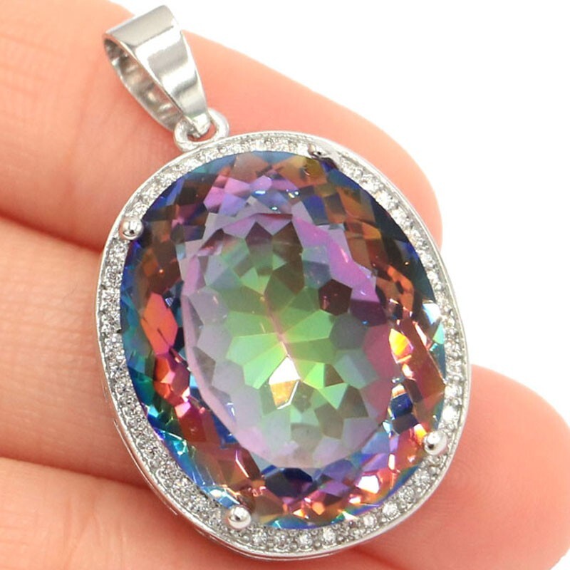 Buy 2 Get 1 Free Big Alexandrite Topaz Tanzanite Peridot TourmalinSilver Pendant
