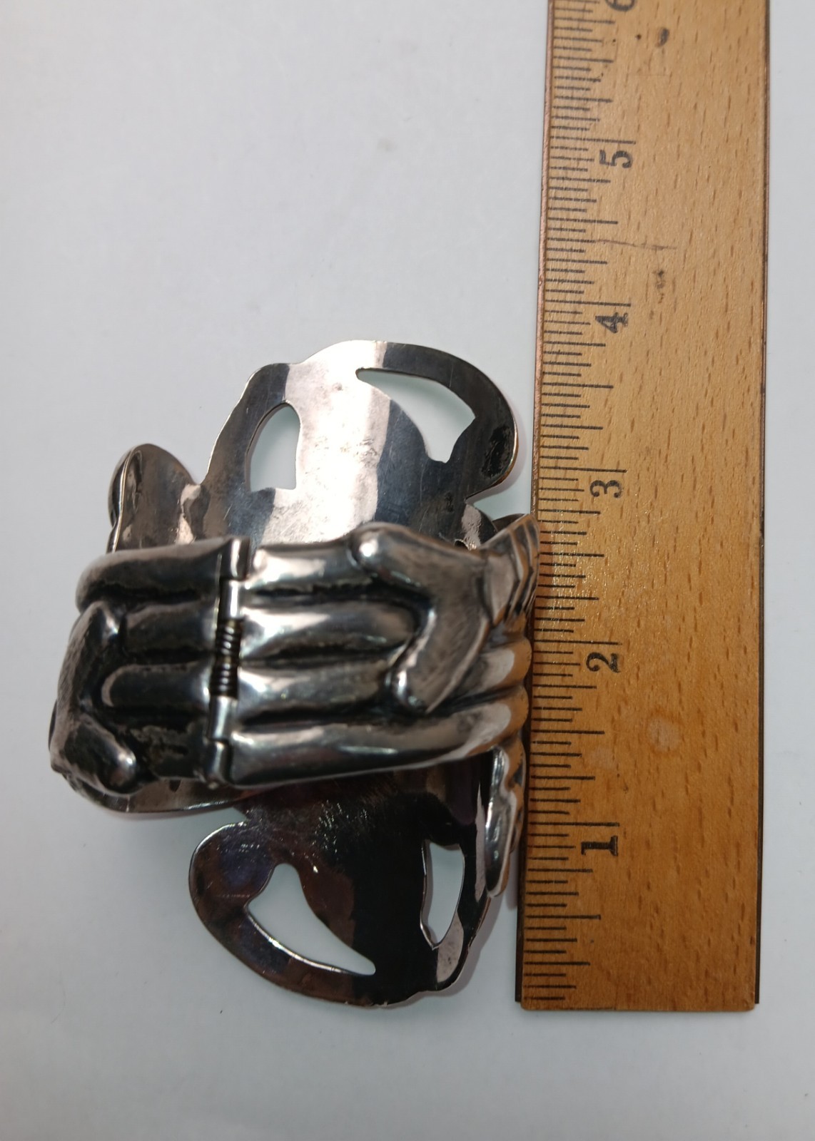 Vintage Taxco Villasana Sterling Silver Hinged Koi Fish Clamper Cuff Bracelet