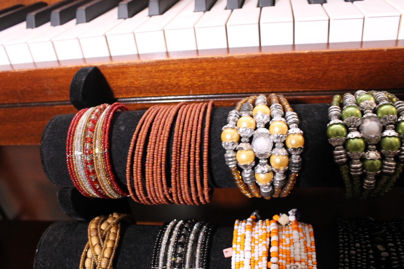 New Lot of TEN Bracelets Handmade in Indonesia Beads Multicolor Colorful Cuff