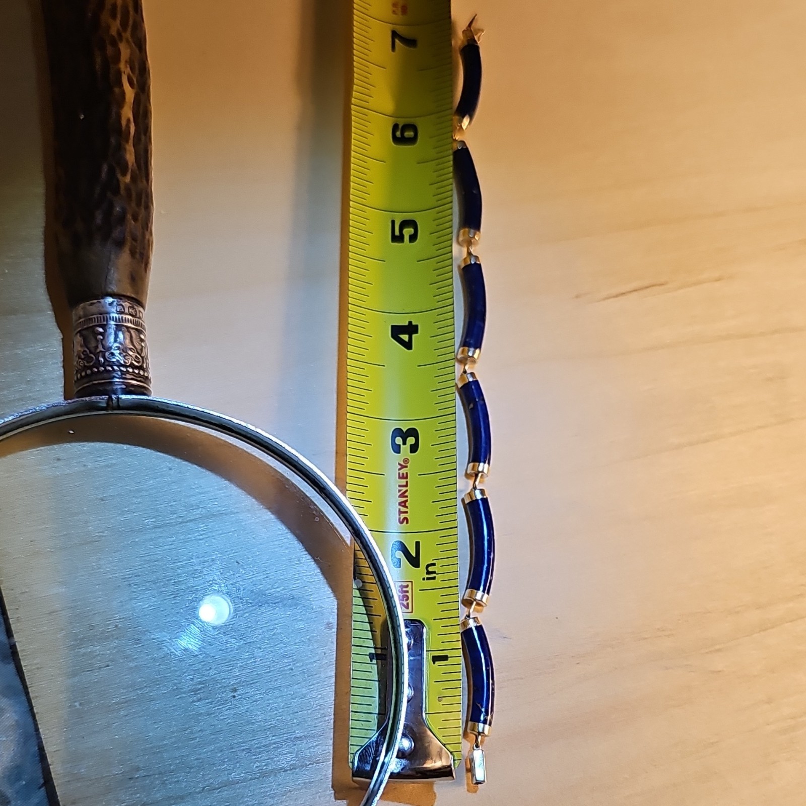 Vintage 14K Gold Heng Ngai HN Chinese Shou Lapis Lazuli Panel Bracelet 585