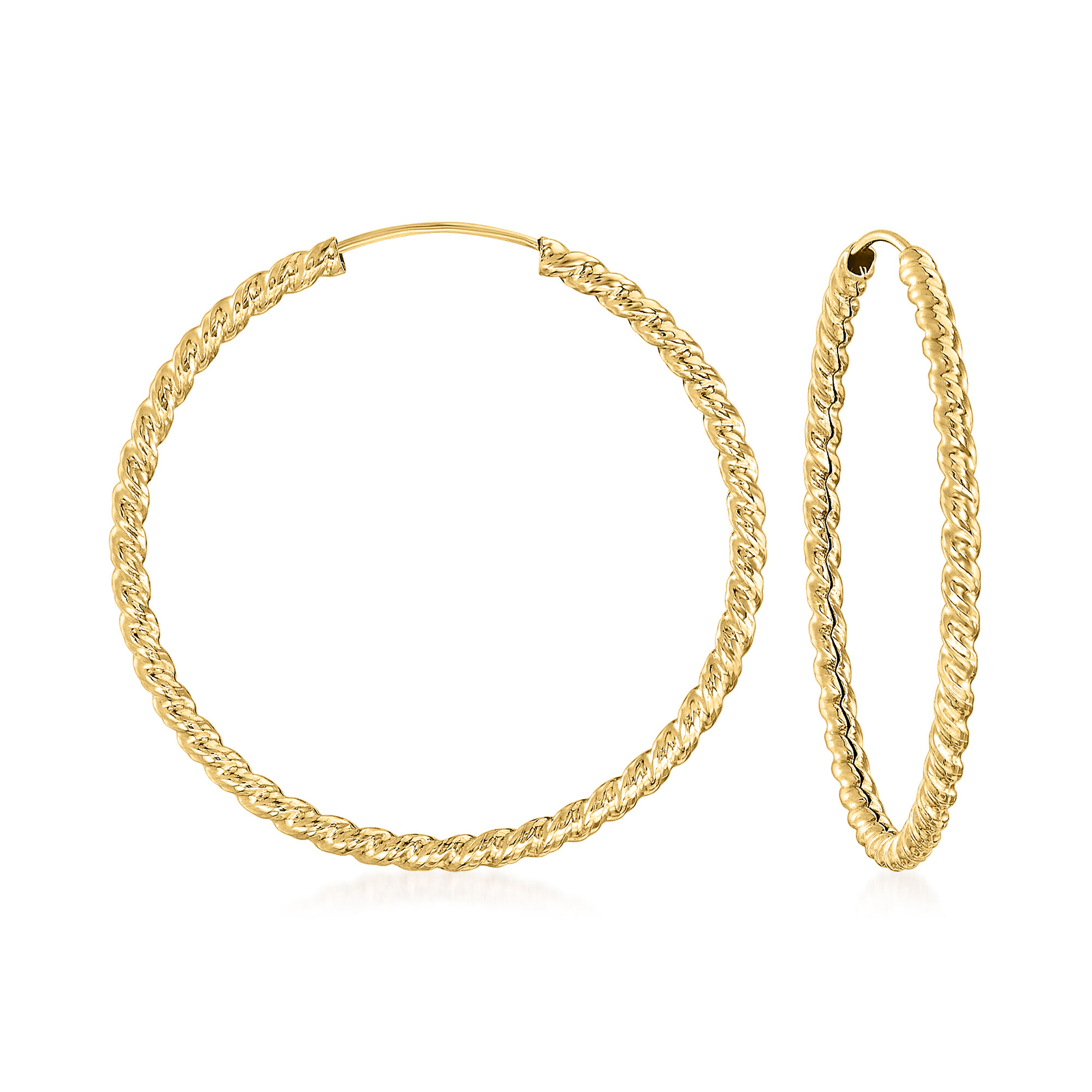 Ross-Simons Italian 14kt Yellow Gold Twisted Hoop Earrings. 7/8 inches