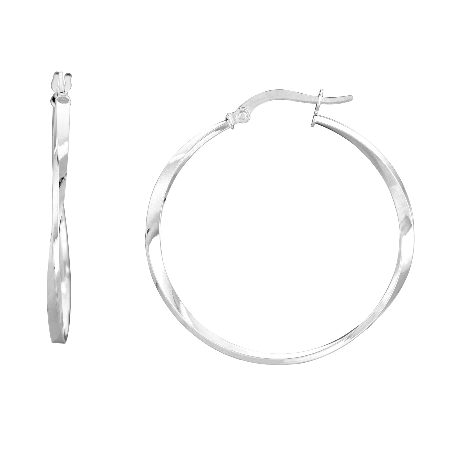 Floreo 14k White Gold 30mm Twisted Hoop Earrings