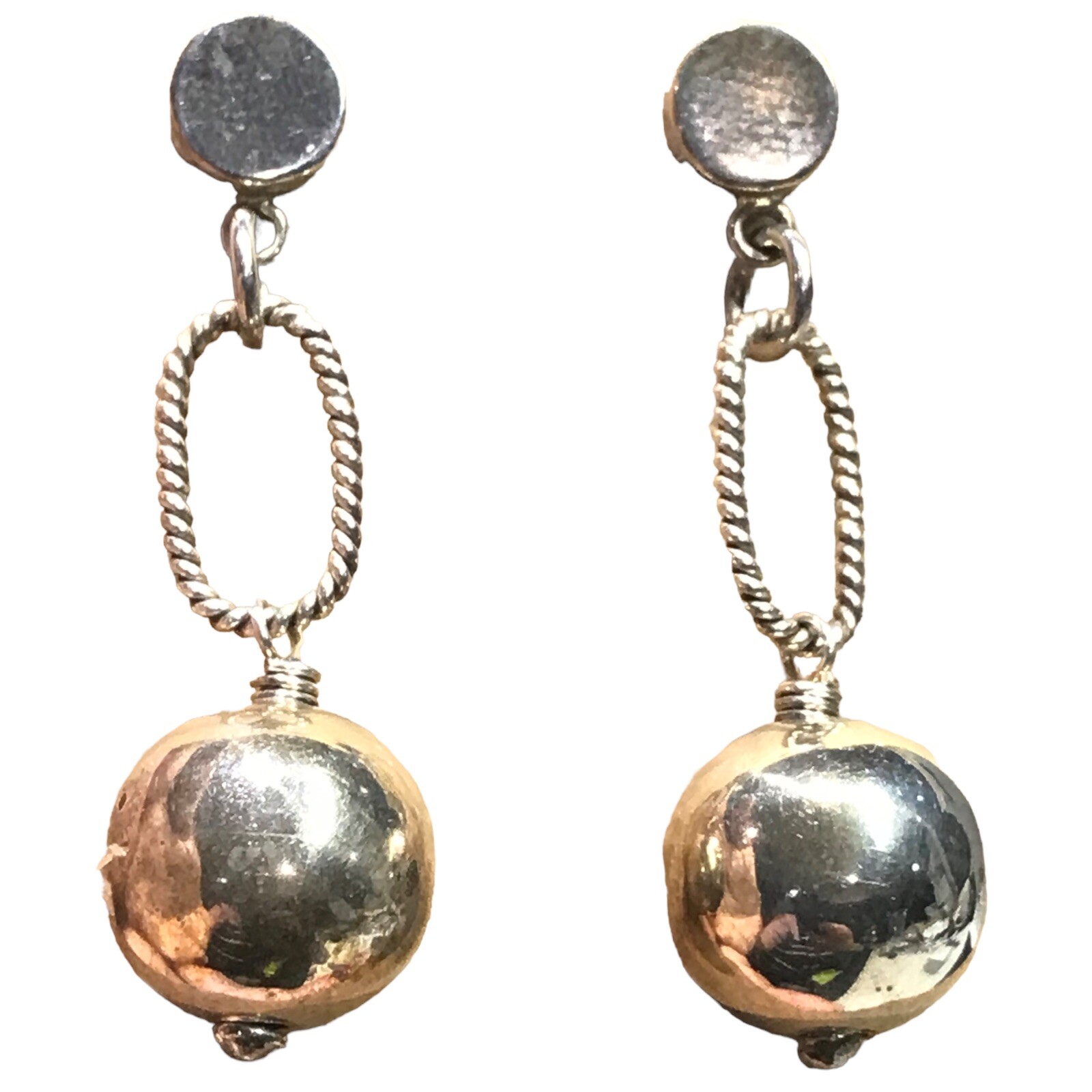 vintage hand crafted sterling silver earrings not stamped acid tested 11 Grams