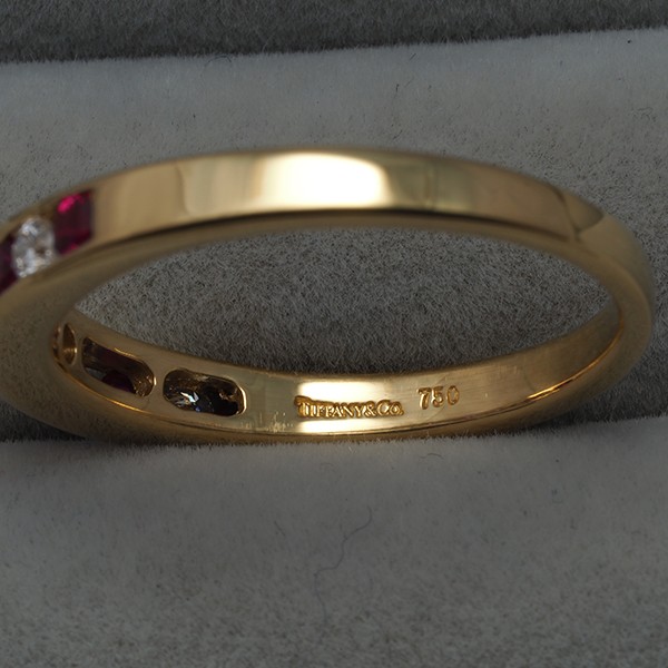 Auth Tiffany&Co. Ring Ruby Diamond Channel Set US6-6.25 18K 750 Yellow Gold