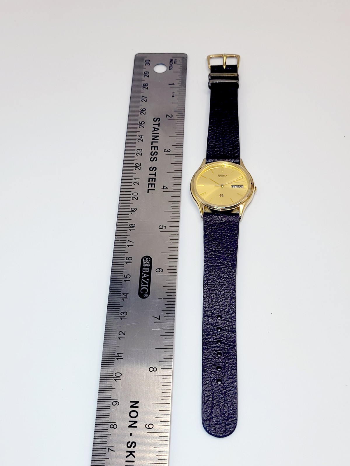 [WORKS] Seiko Watch Men 34mm Day Date Gold Dial Gold Tone Round