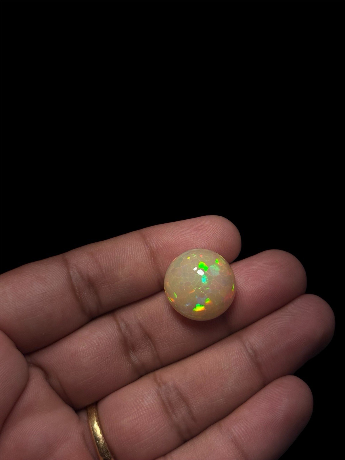 Natural Ethiopian Honeycomb Opal 21.80 Ct Round Cabochon Certified 19.35mm