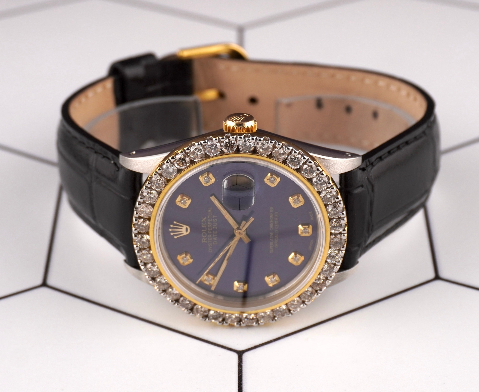Rolex Datejust 36mm 2-Tone 2.25ct Dark Blue Diamonds Dial Men’s Watch