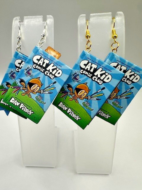 Mini Books Dangle Earrings Featuring ZURU Mini Books Cat Kid Comic Club