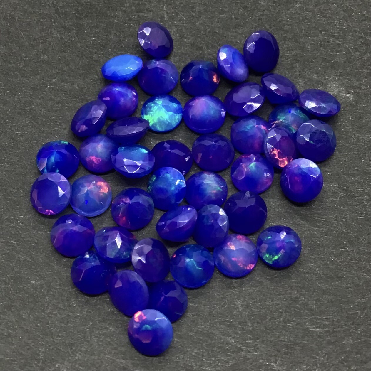 Blue Opal Natural Ethiopian Fire Round Cut AAA Loose Gemstone Assorted Jewelry
