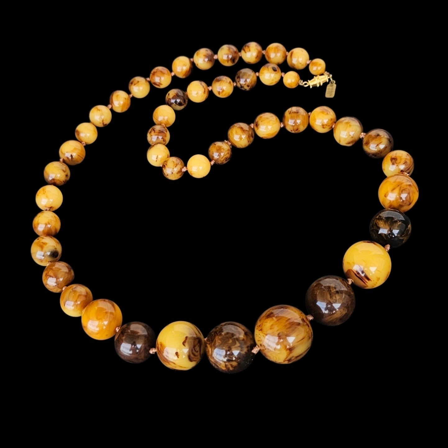 Vintage 1970s Kenneth Lane Catalin Root Beer Caramel Bakelite Bead Necklace 114g