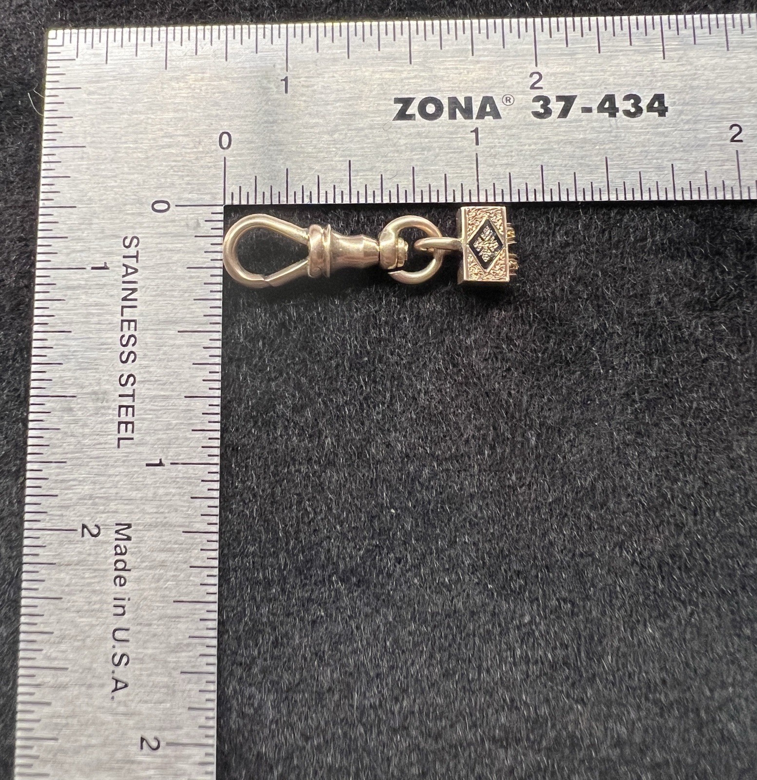 Victorian Antique 14k Yellow Gold Dog Clip Clasp w/Taille d’Epargne finding