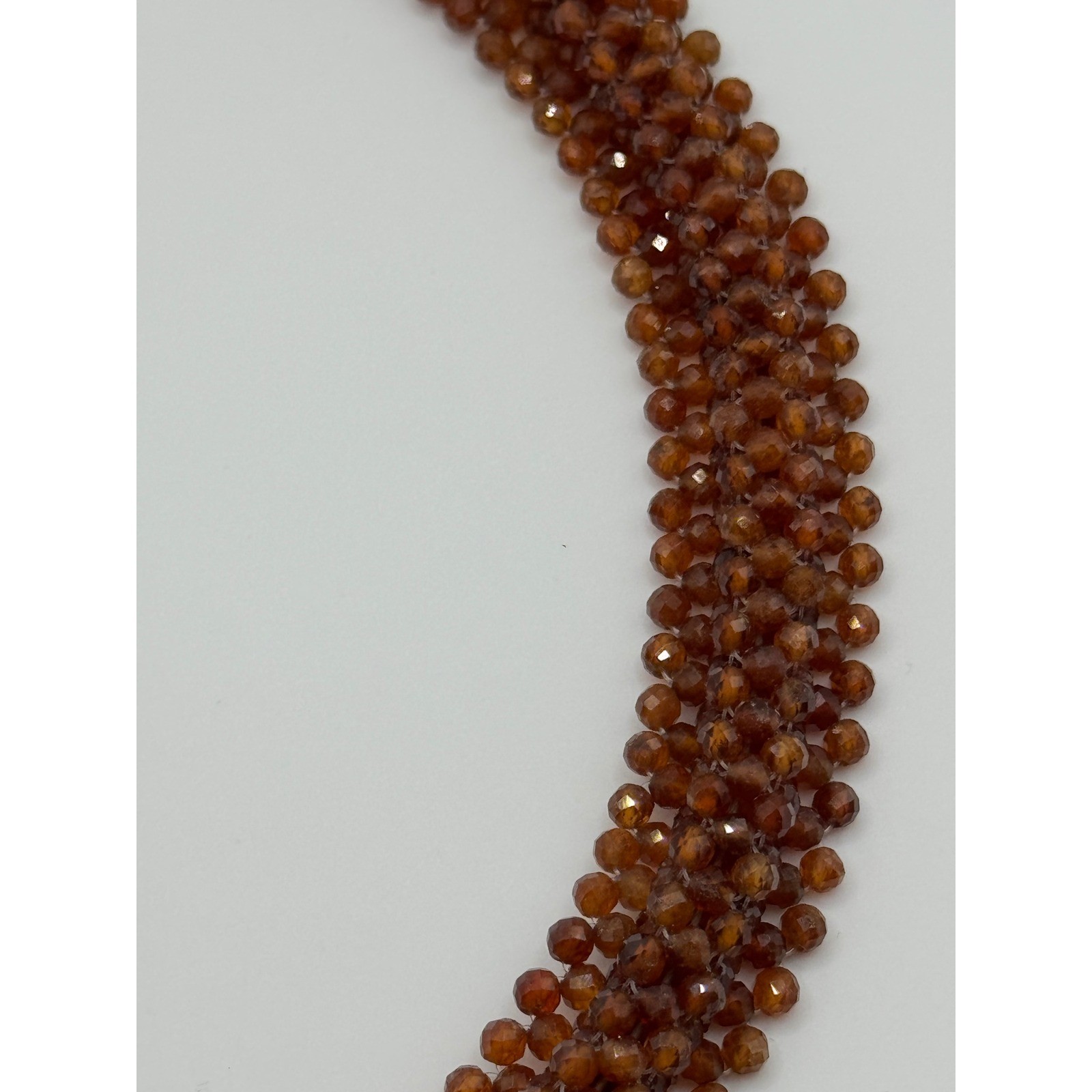 Jay King DTR Hessonite Garnet Woven Necklace Beaded Sterling Silver Clasp