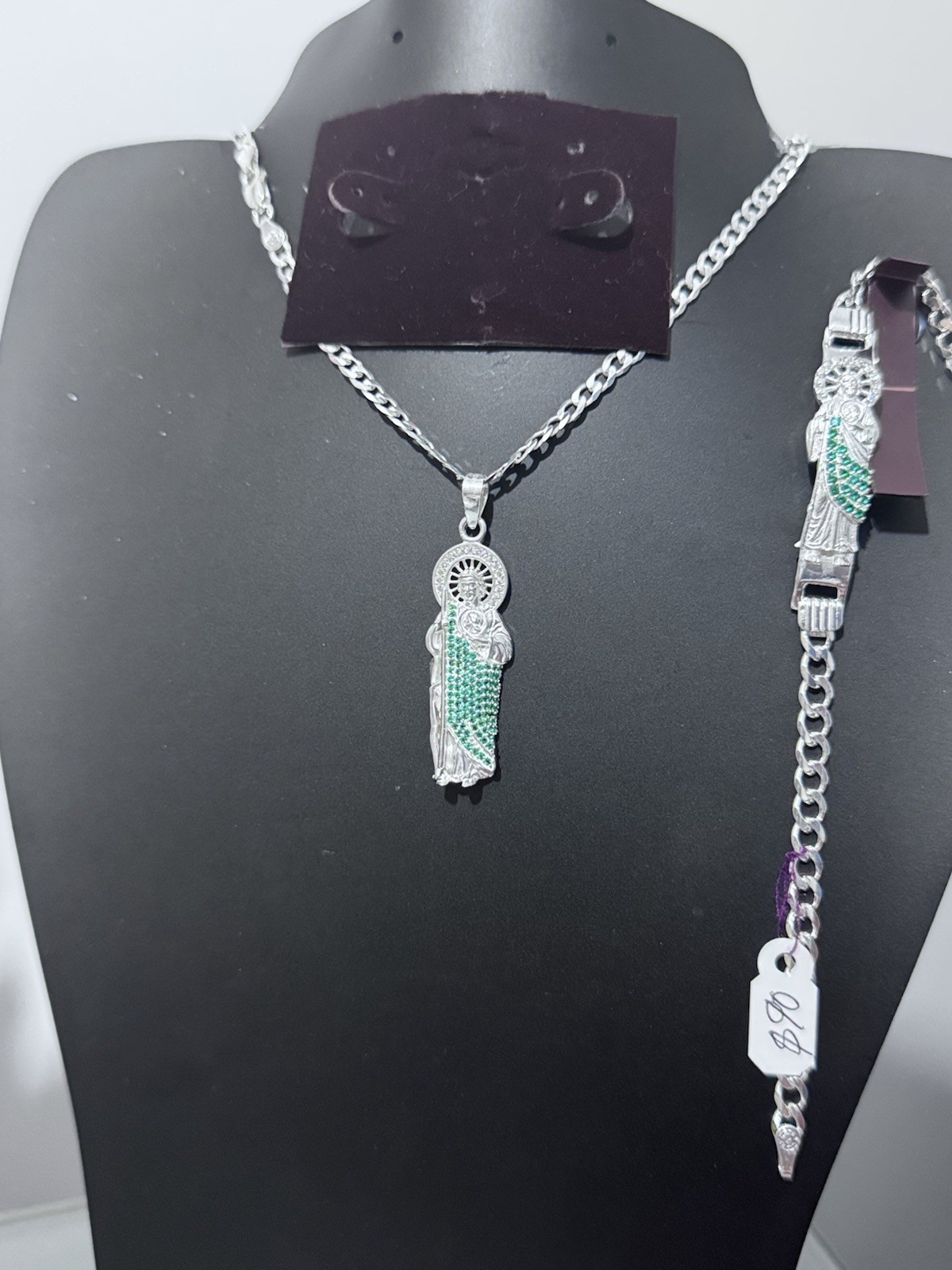 Elegante Y Moderno Set Para Hombre, Cadena Y Pulsera De San Judas Tadeo.