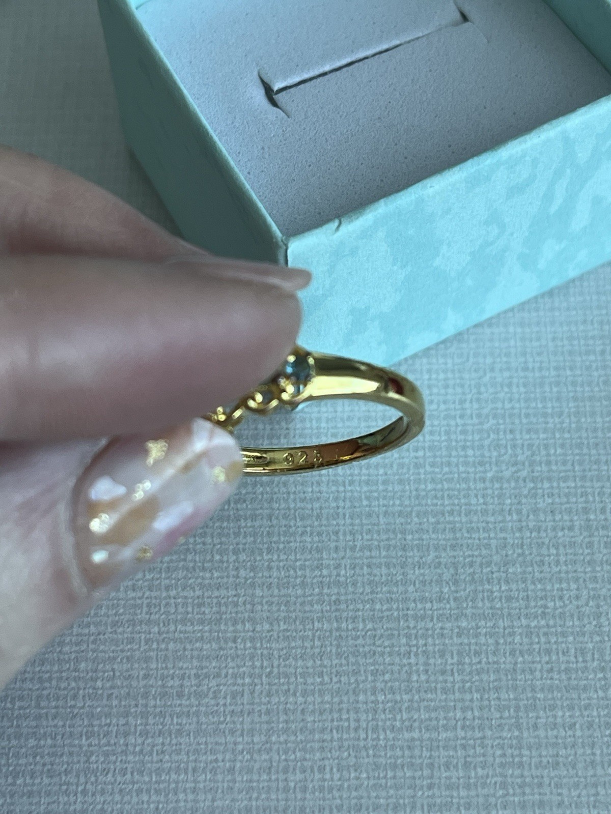 Sleeping Beauty, Turquoise, & Blue Apatite Cocktail Ring Set In Gold Sz 8 NWT