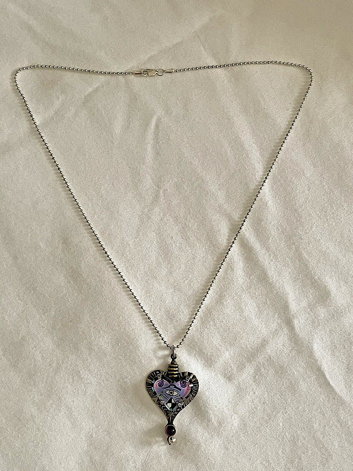 MILLODOT Jane Carpenter Eye Heart Sterling Lucite Pendant Necklace