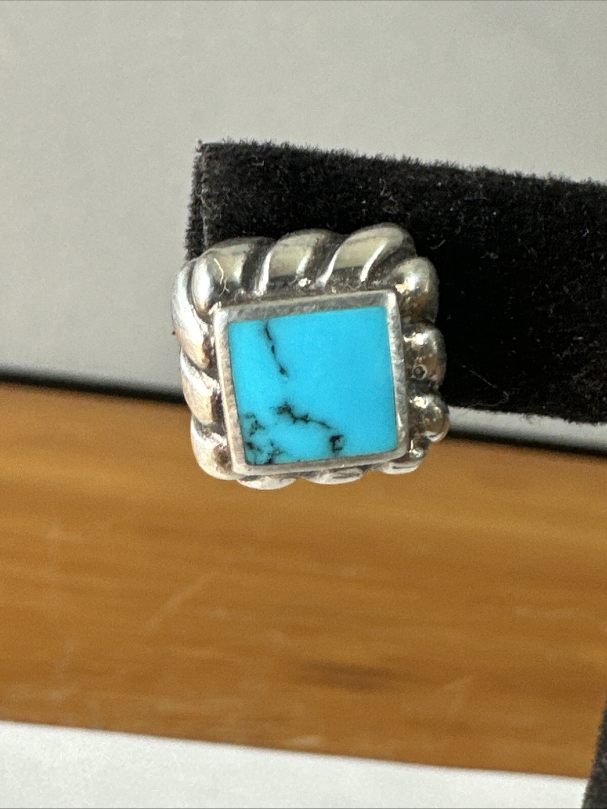 Turquoise Square 925 Sterling Silver Stud Earrings 1/2″