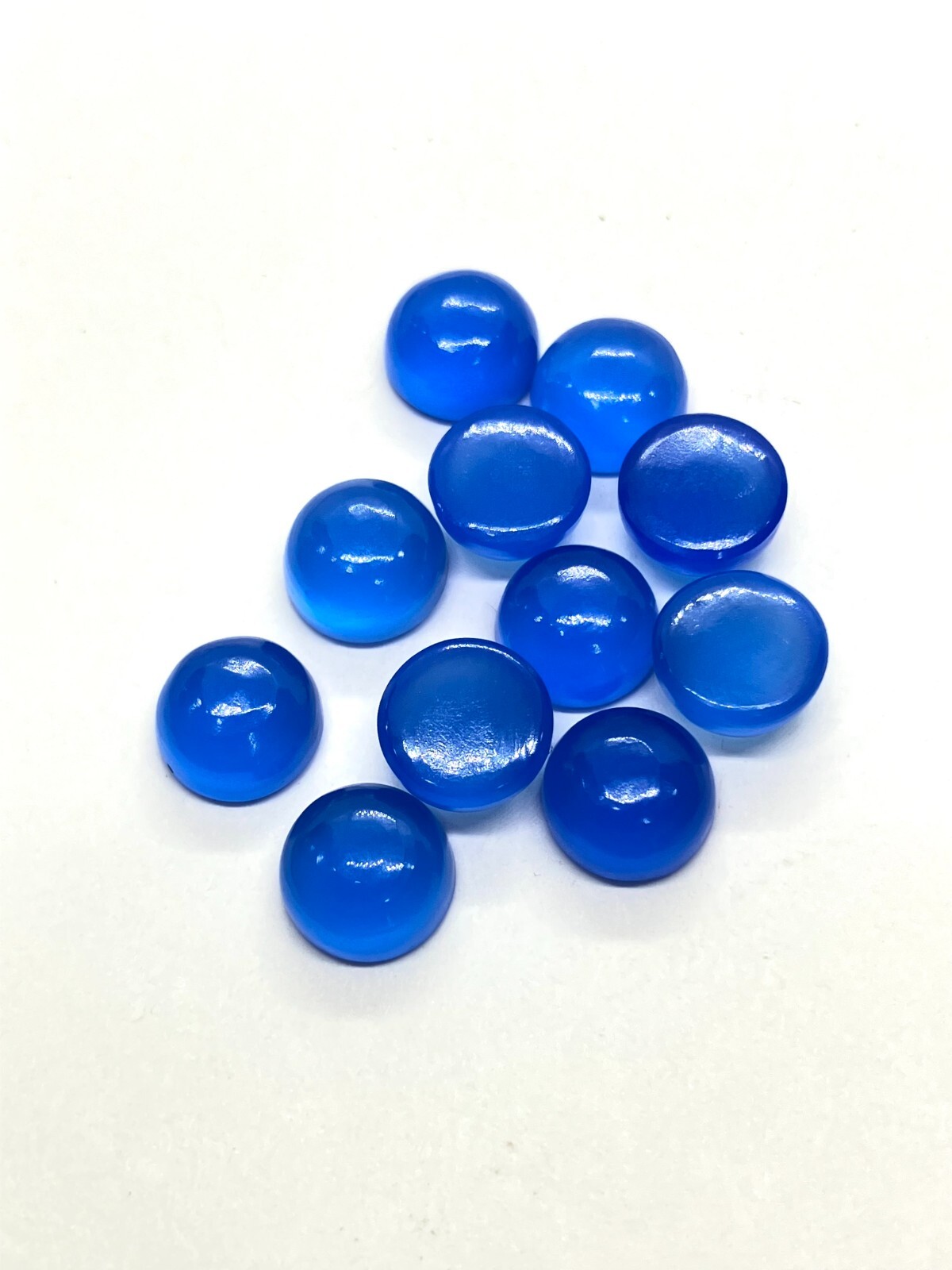 Round Flat Back Blue Chalcedony AAA Natural Loose Gemstone For Making Jewelry
