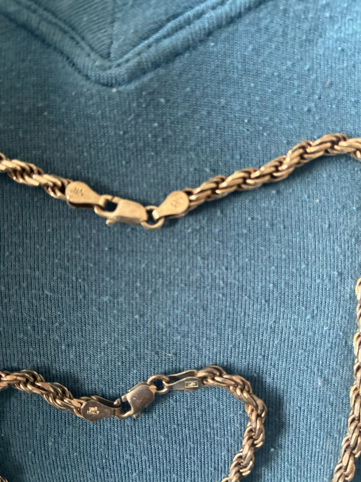 Vintage .925 Silver Rope Chain and Bracelet