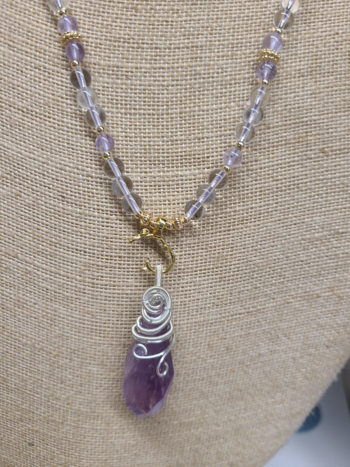 Lotus Bliss Beaded Amethyst Crystal Necklace