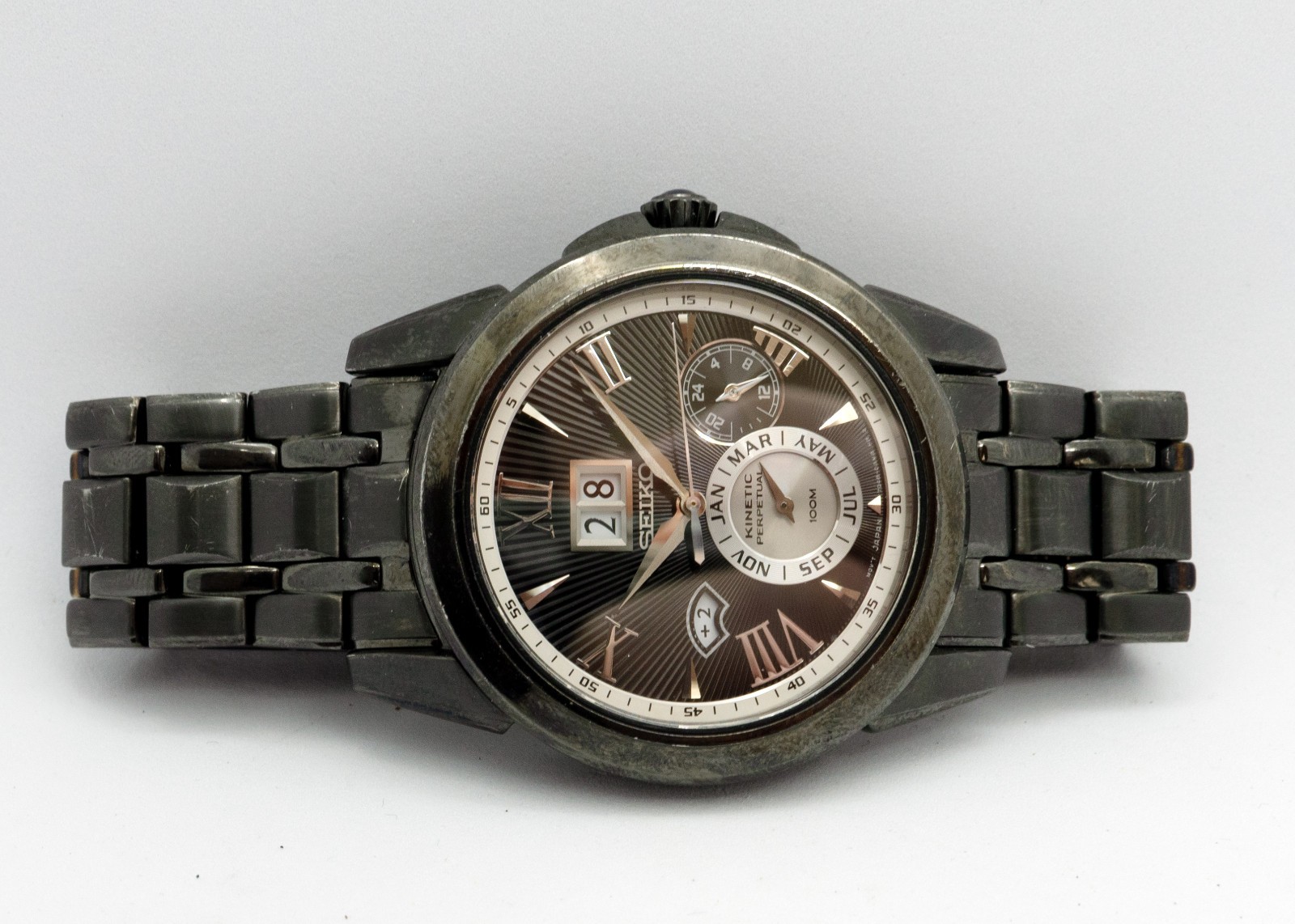 Seiko Premier Kinetic Perpetual Big Date Black Sapphire 7D48-0AM0| New Cap & Kit