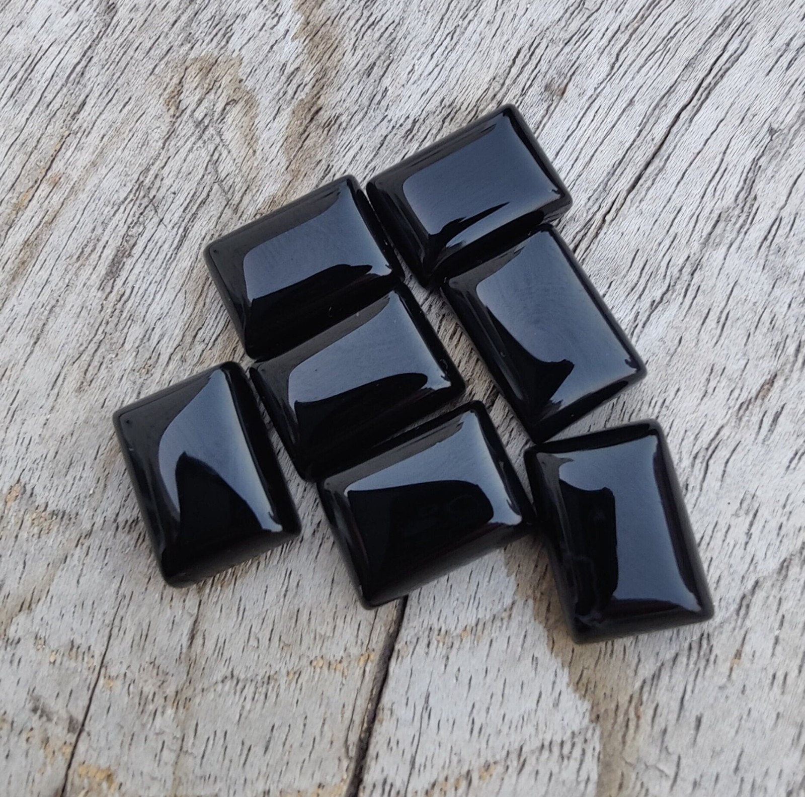 AAA Black Onyx Rectangle Cabochon Natural Polished Gemstone For Jewelry