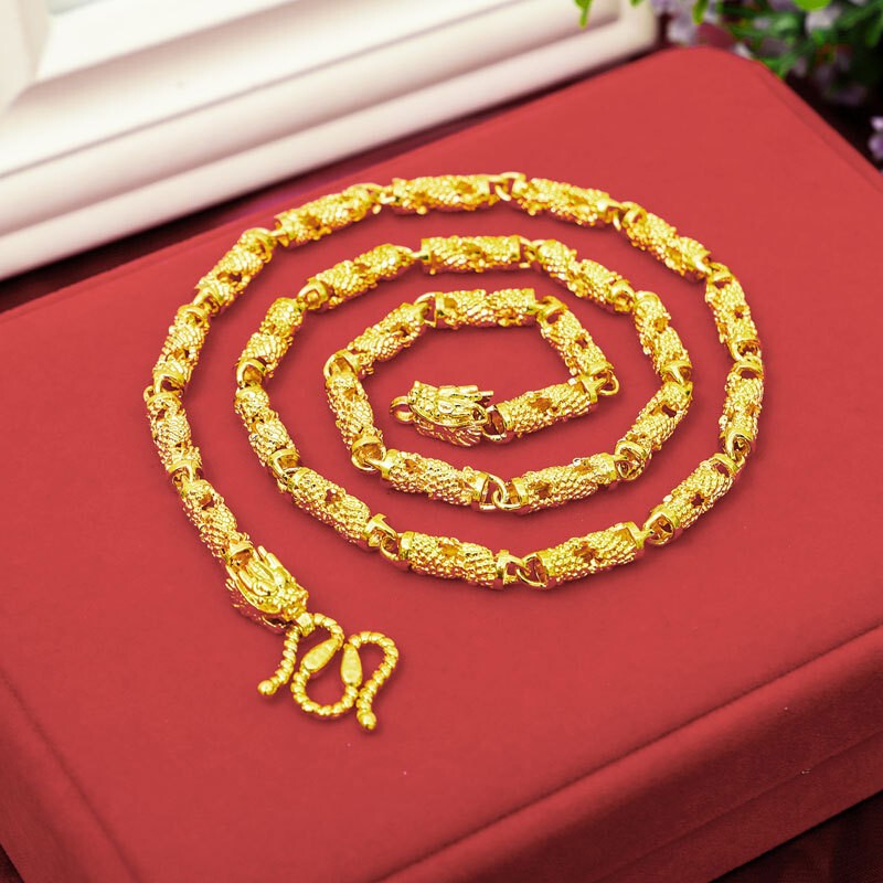 Dragon 24K Thai Baht Yellow Gold GP Necklace 24″