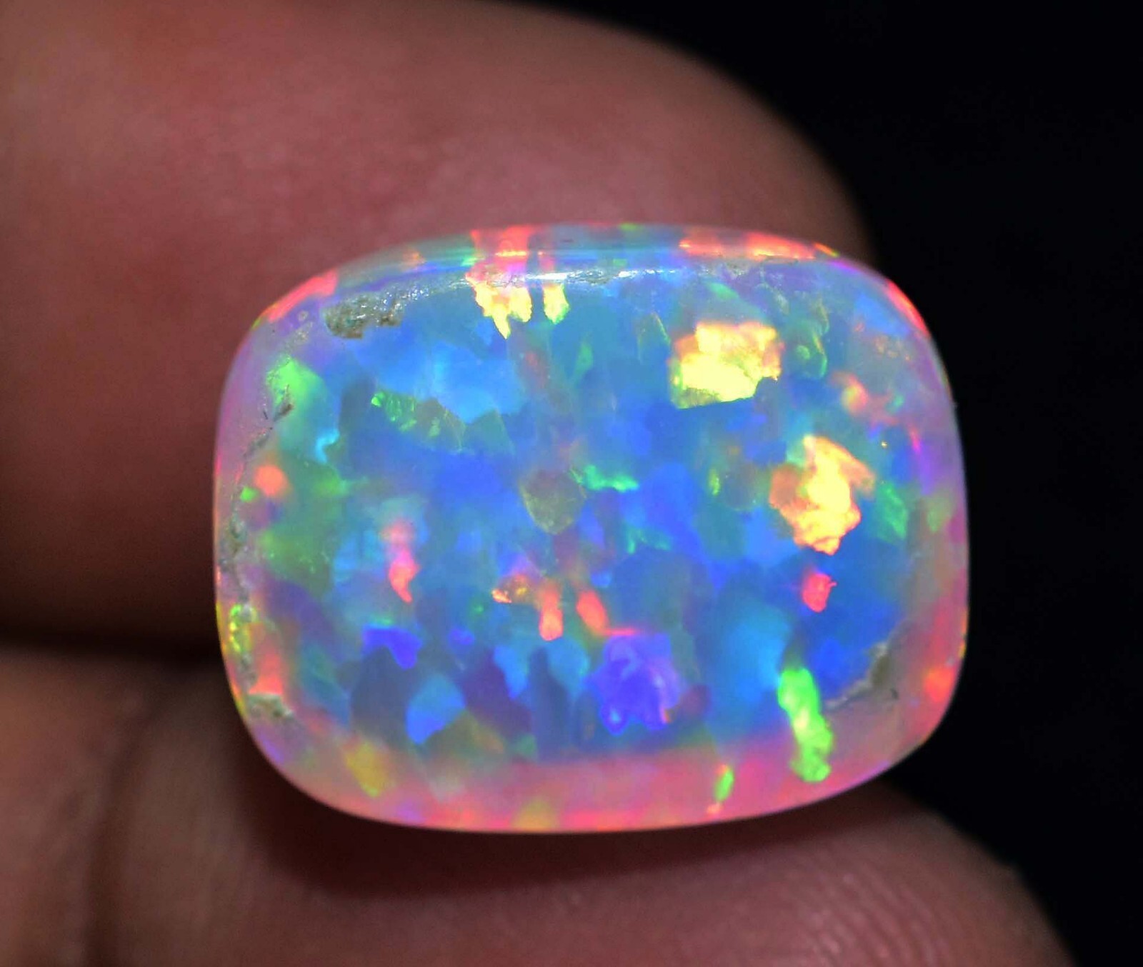 Natural Ethiopian Fire Opal 12.15CT Certified Play Of Color 16 X 11 MM Gemstone