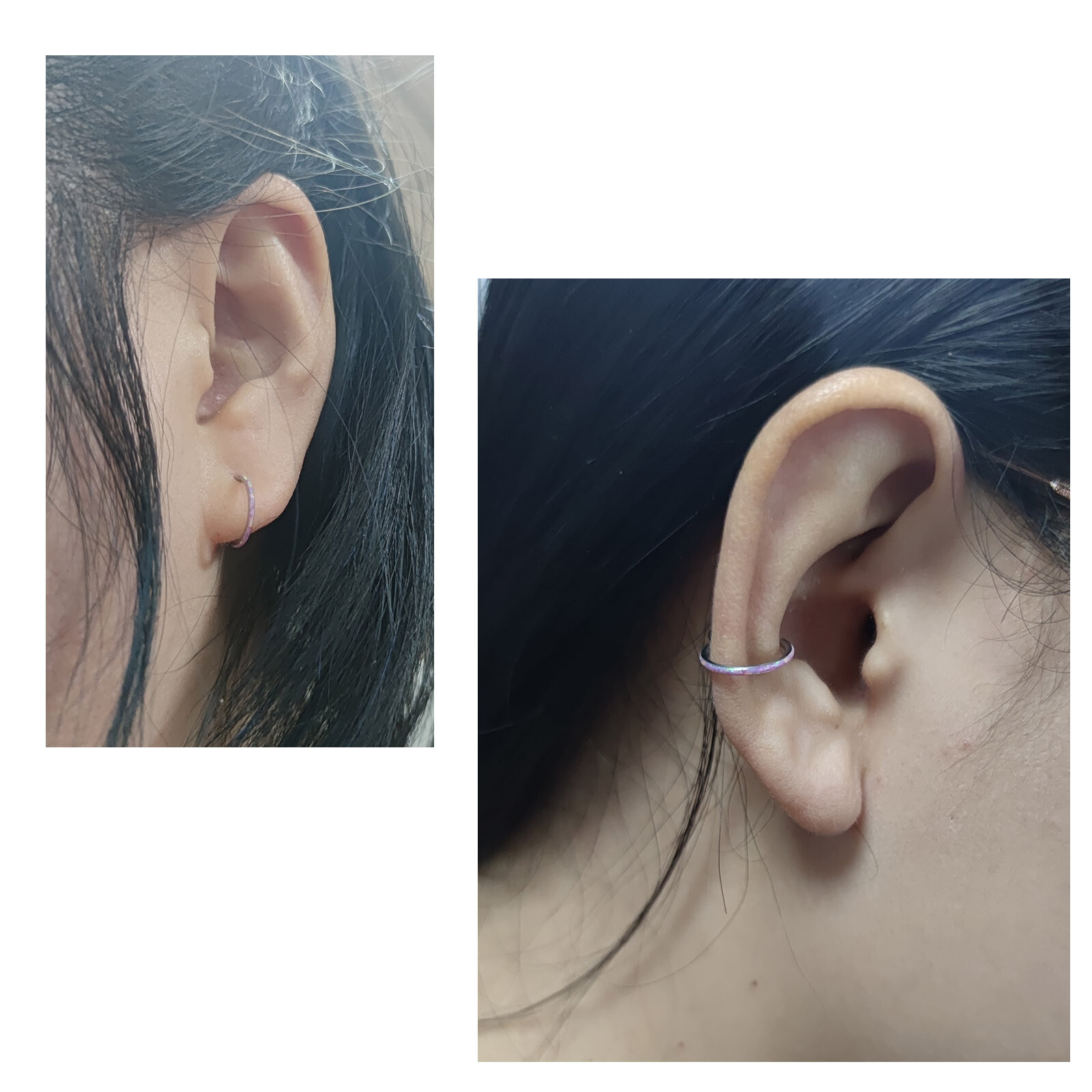1PC 16G Nose Ring Opal Segment Hinged Septum Clicker Steel Daith Hoop Piercing