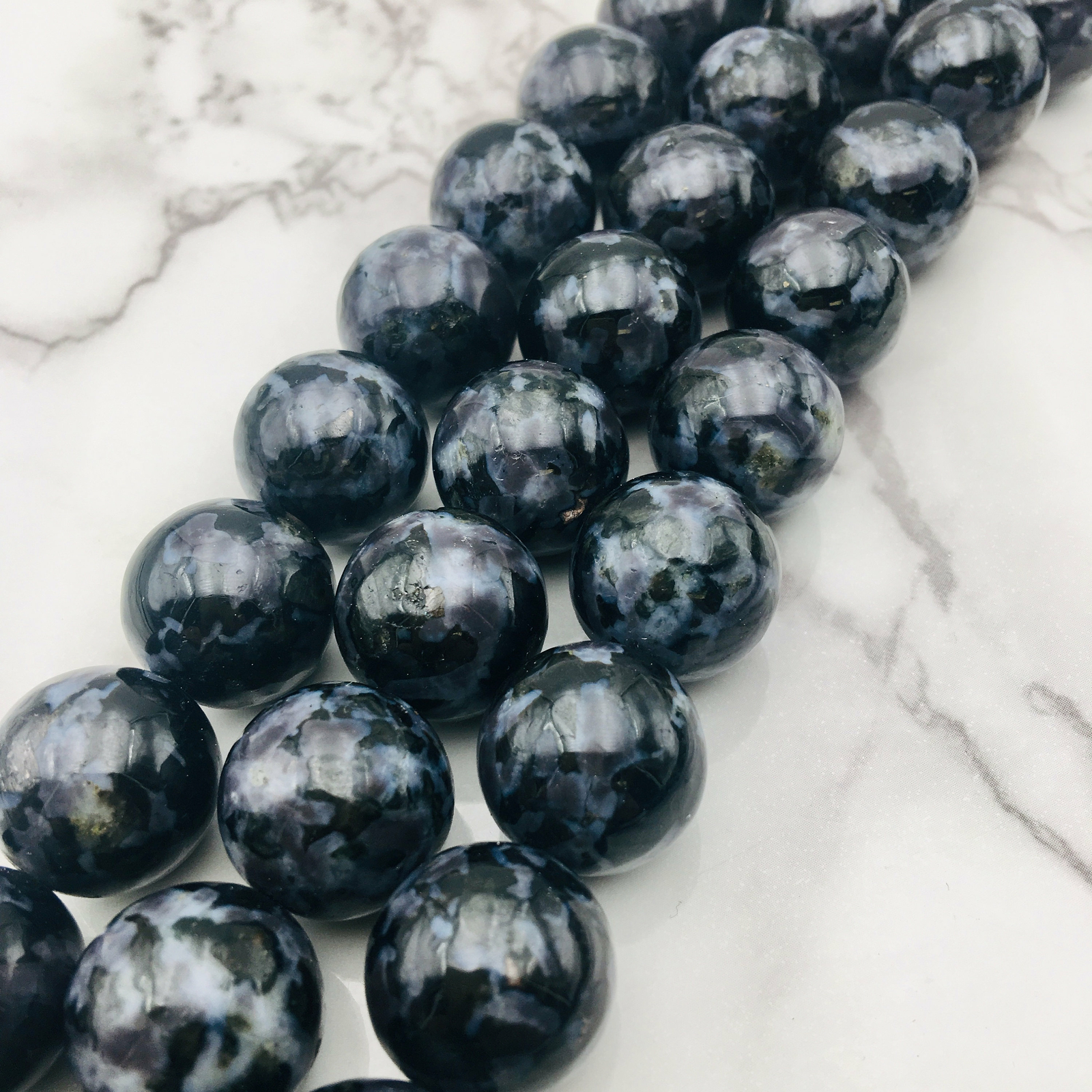 Indigo Gabbro Smooth Round Beads 6mm 8mm 10mm 12mm 14mm 16mm 18mm 15.5″ Strand