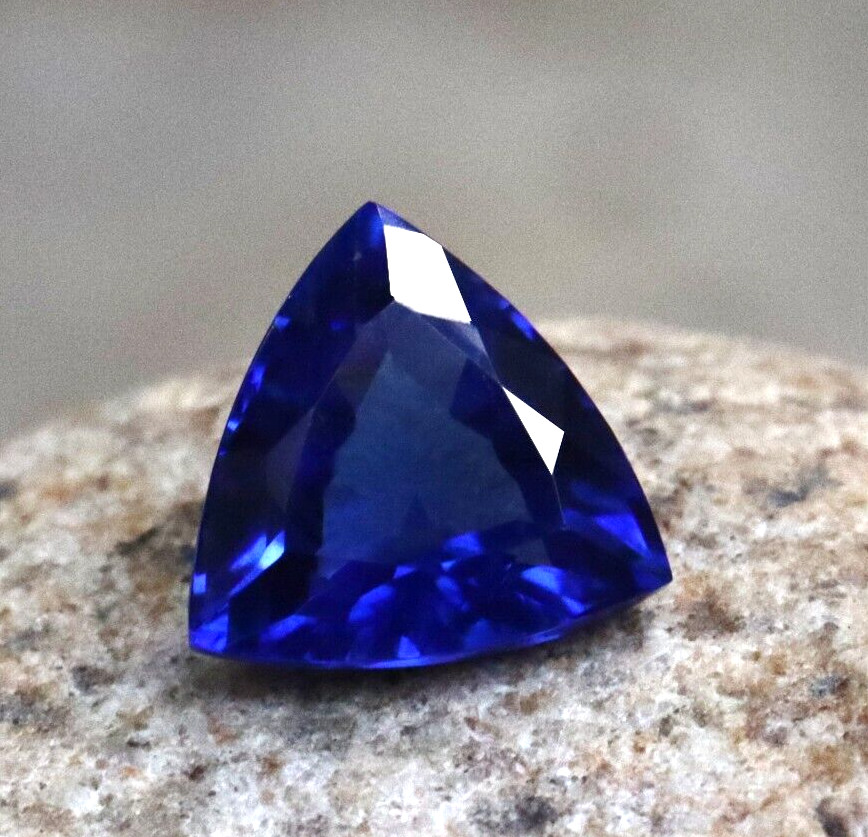 8-9 Ct Loose Gemstones Natural Blue Sapphire Trillion Shape CERTIFIED Best