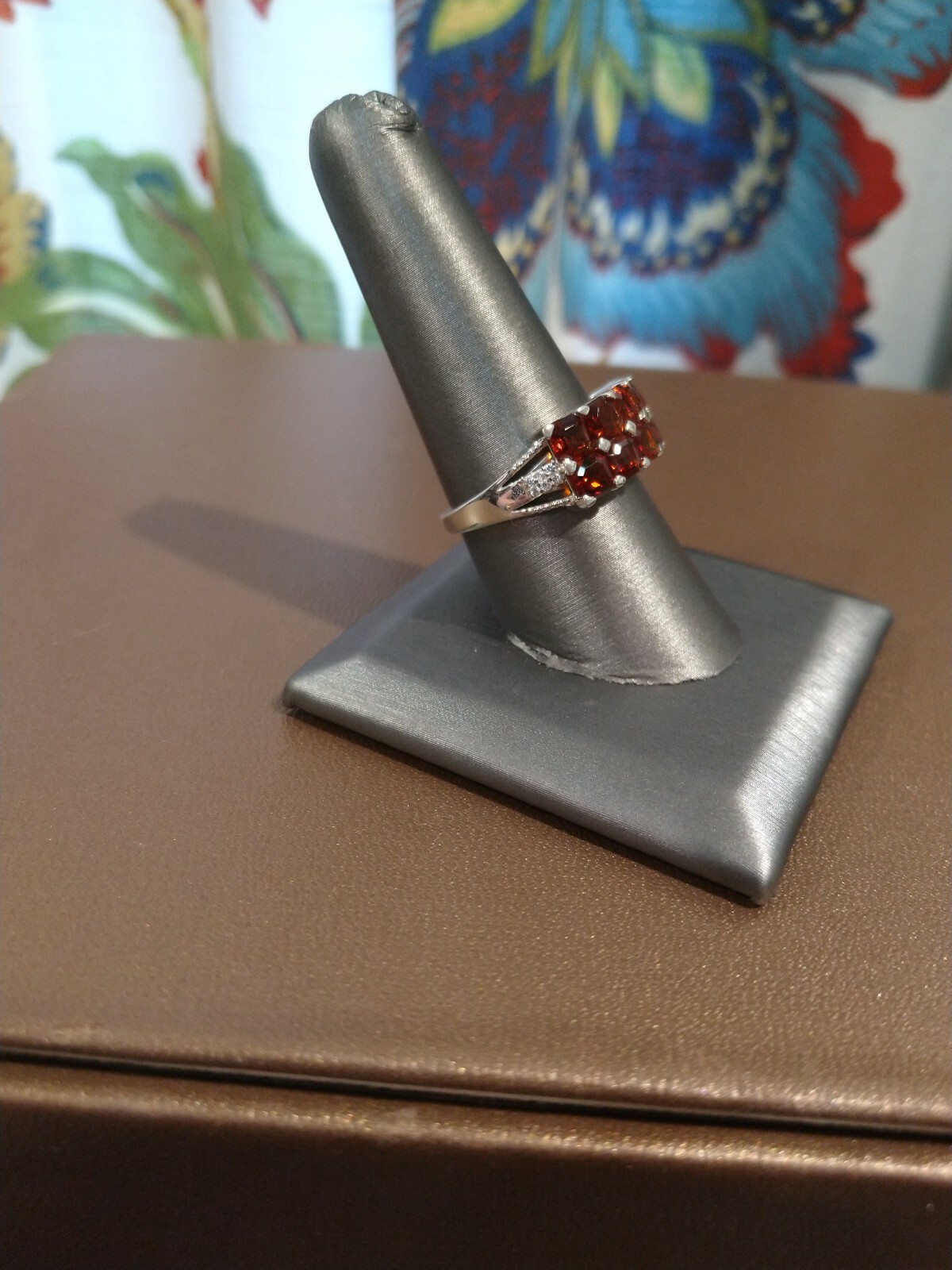 Saturated DeepBrazilian CherryCitrine, Zircon Ring in Plat/Sterling,TCW=3.10,Sz9