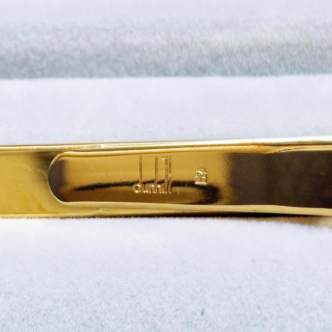 Dunhill Tie Clip Bar Gold Silver Two Tone D Logo Brushed Vintage Men’s