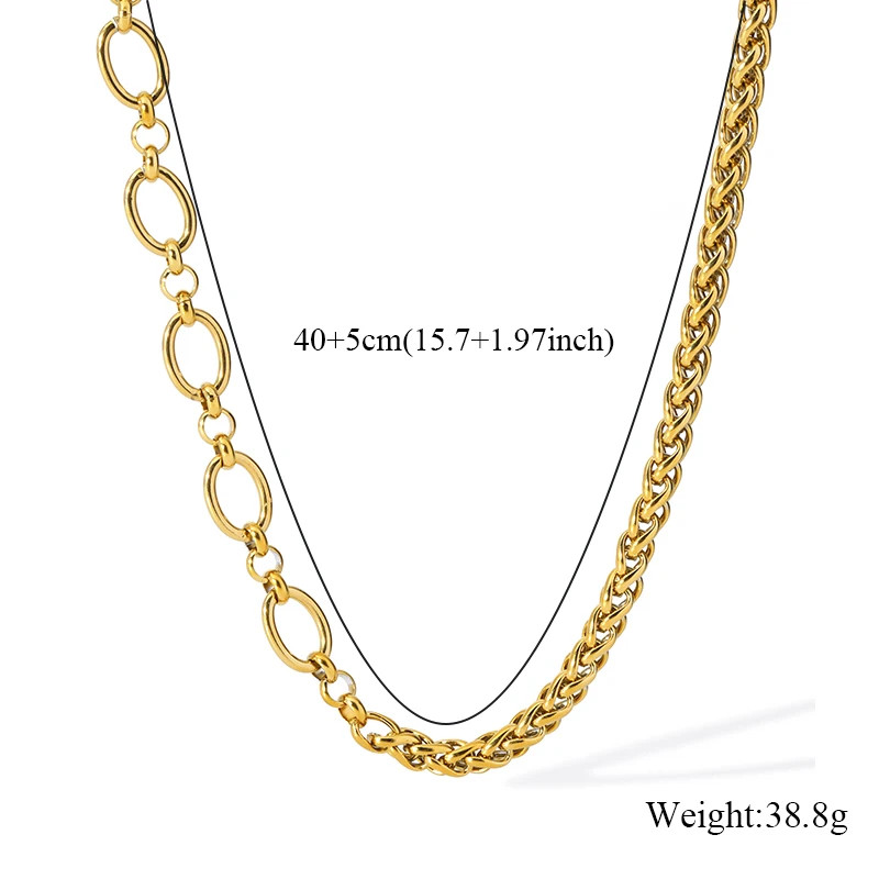 Luxury Gold Stainless Steel Link Necklace & Bracelet Set