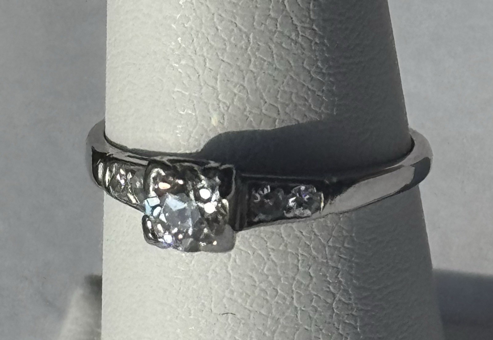 Antique 900 Platinum Victorian Old Mine Cut Diamond Solitaire Ring 0.57 ctw