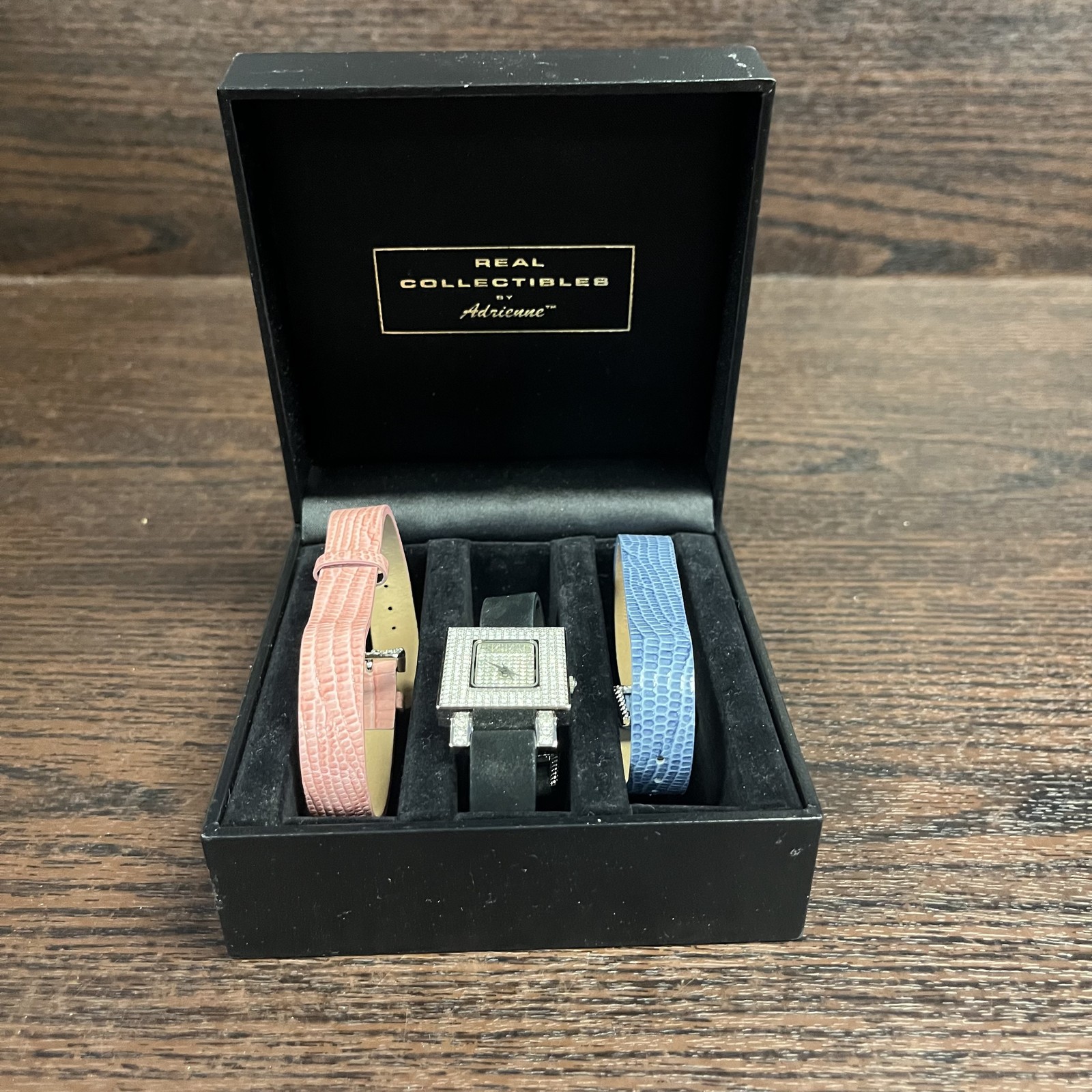 Real Collectibles Adrienne Ladies Watch Set 3 Bands Crystal Accent Limited Editi