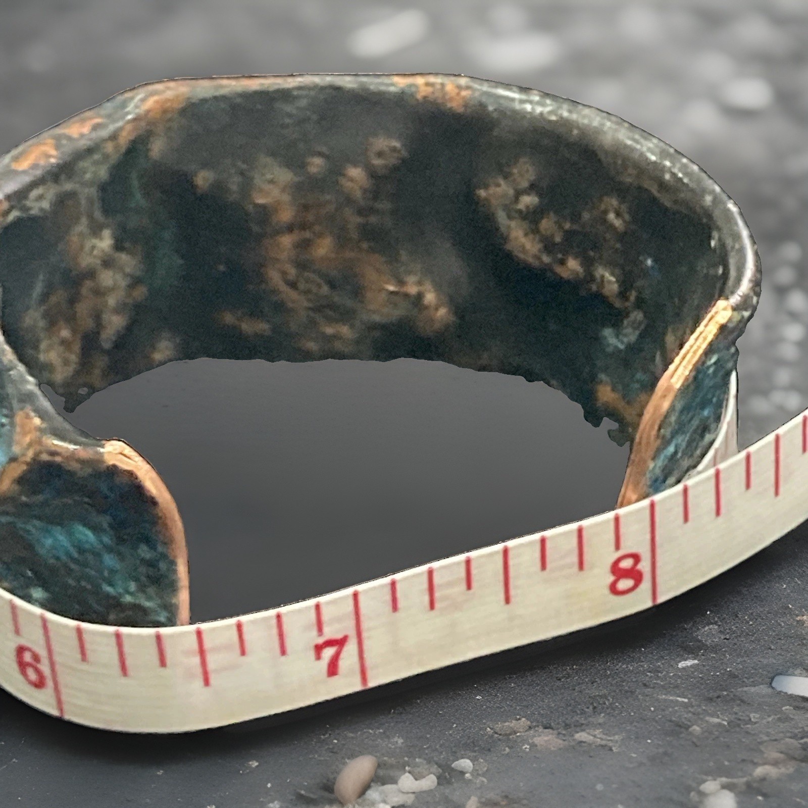 Wide Blue Patina Textured Copper Cuff Bracelet, size 6 to 6 1/4
