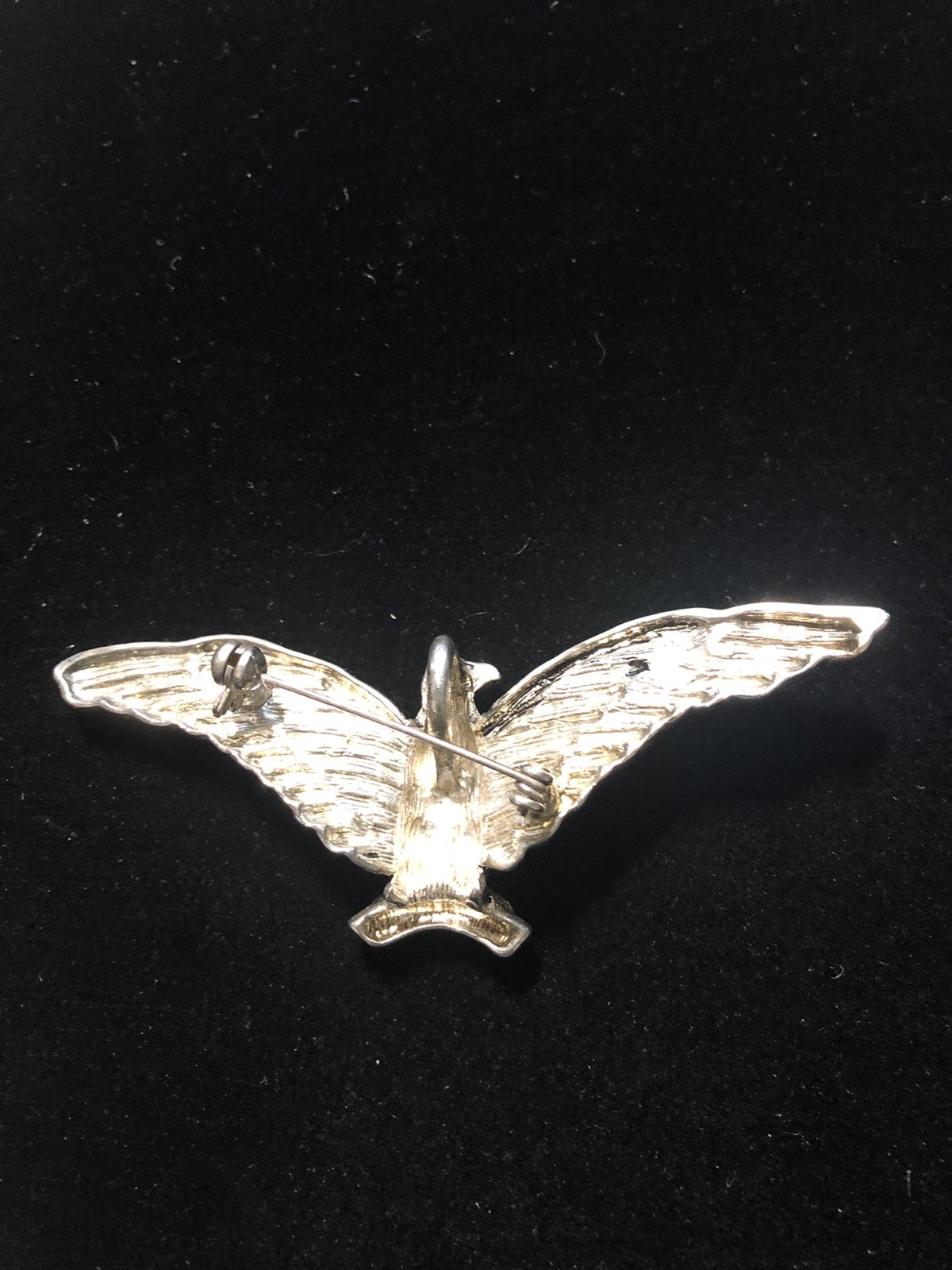 VTG. SILVERTONE AMERICAN EAGLE BROOCH PENDANT 3.5″ X 1.25″