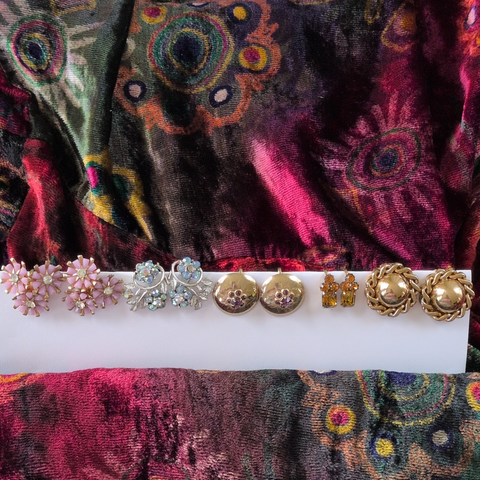 Vintage Coro Marked 5 Pairs Earrings Screwback & Clip As Pictured.