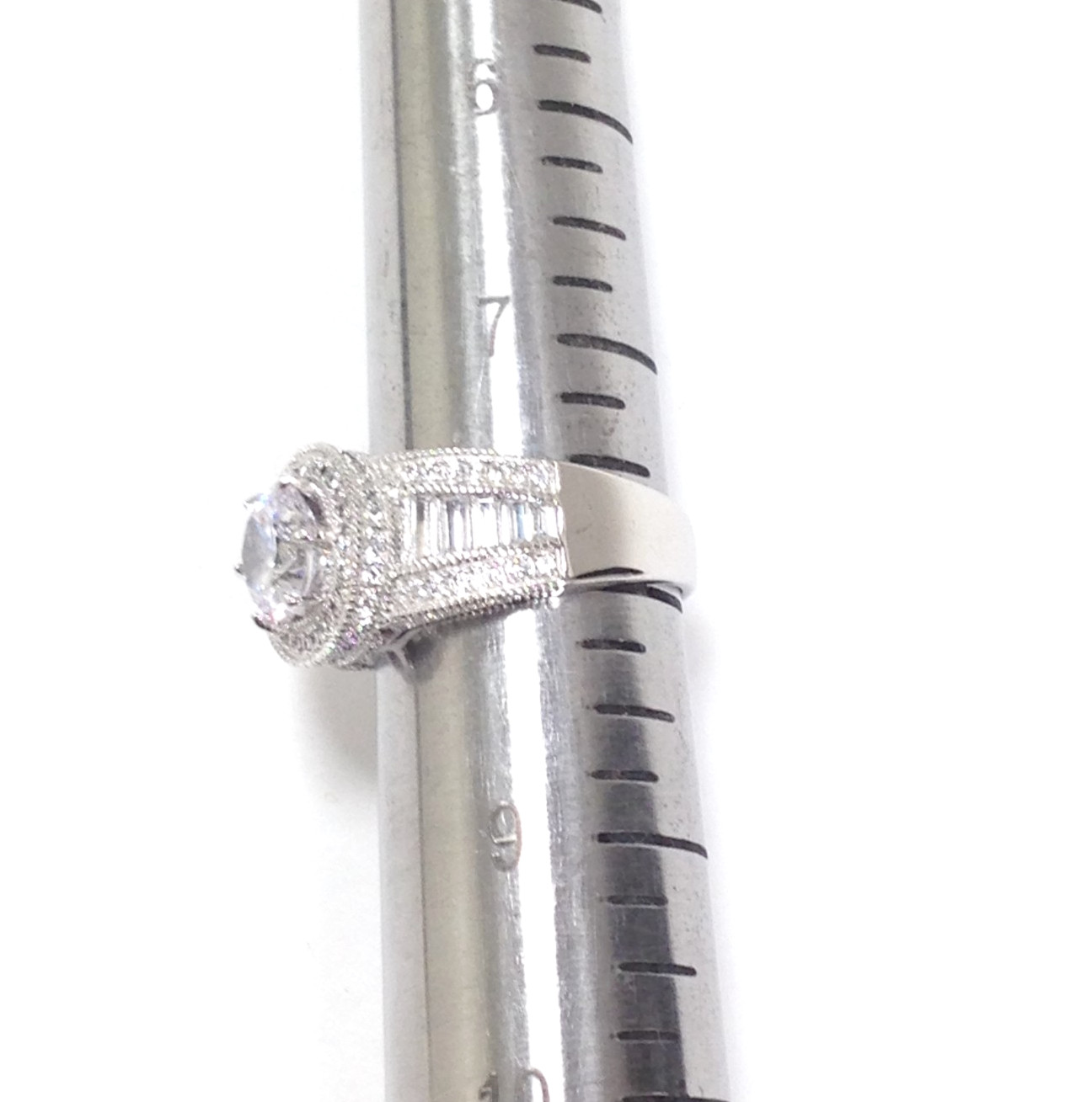 FZN Fuzion Creations 925 Sterling Silver Round Clear CZ Engagement Ring Sz 7.75