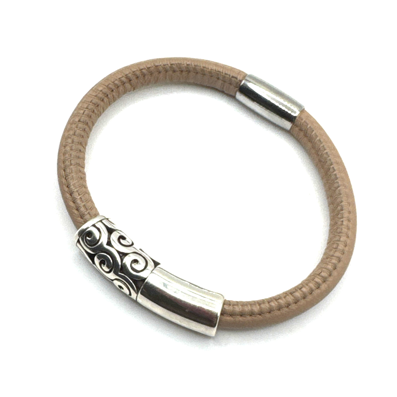 Brighton Woodstock Light Pink Leather Bracelet 7.5 In +Contempo Long Bead
