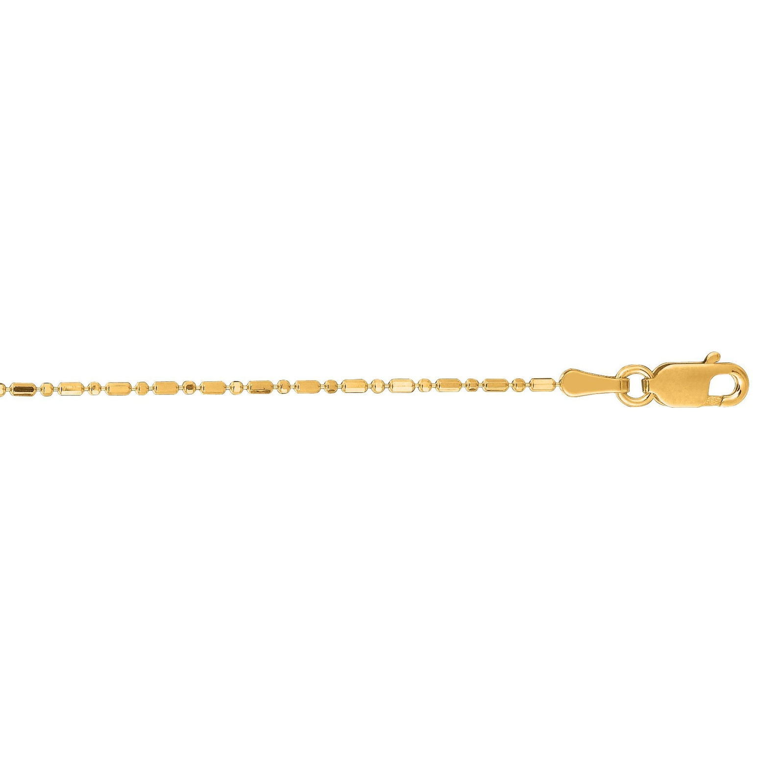 14K Yellow Gold 0.9mm Diamond-Cut Bar and Bead Chain with Lobster Lock