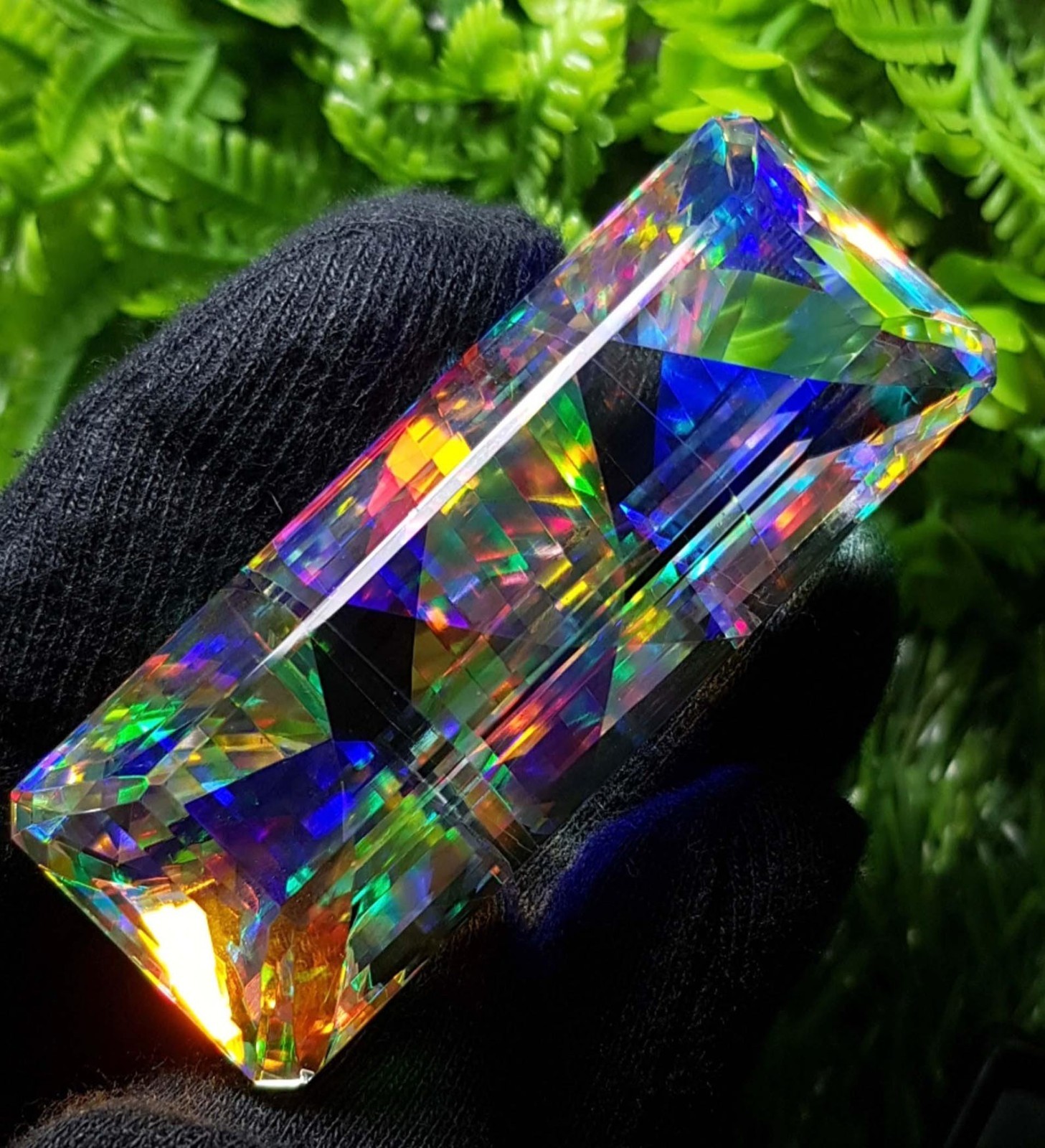 Certified 262 Ct Natural Emerald Cut Rainbow Color Mystic Quartz Loose Gemstone
