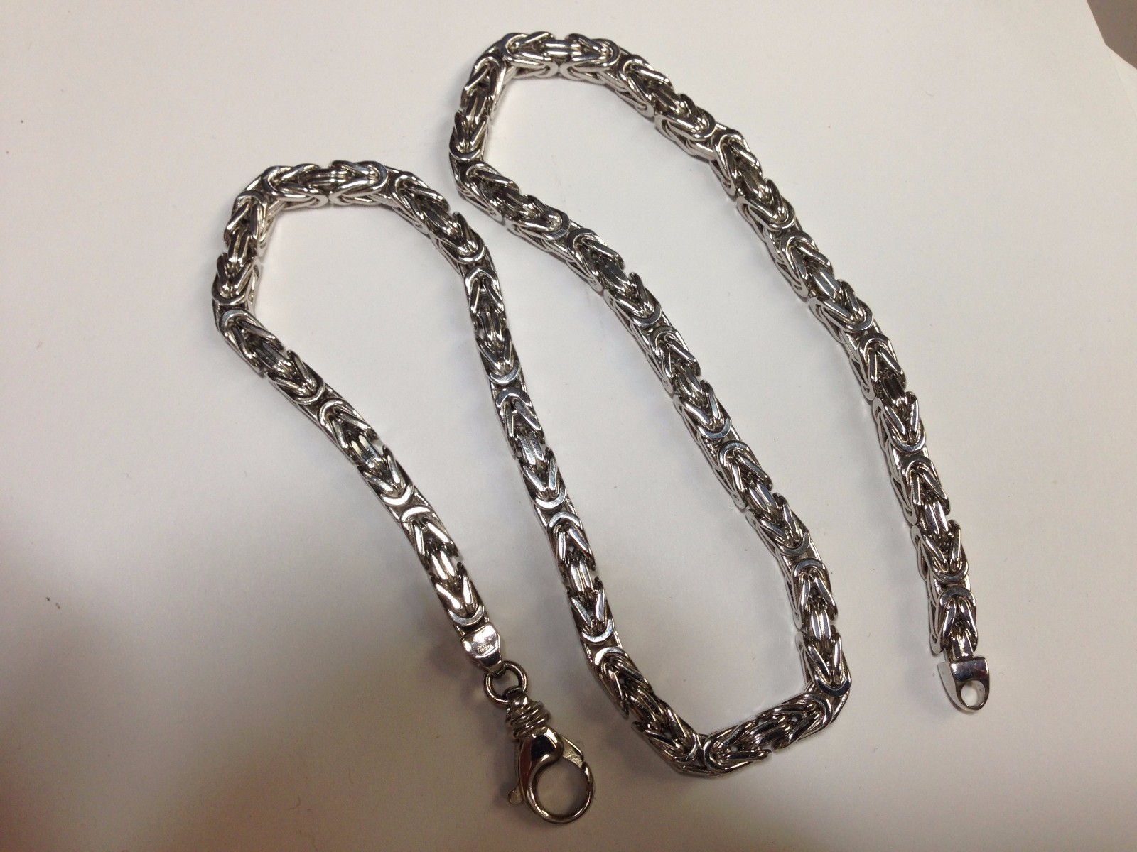 14k White Gold 24″ Mens Solid Byzantine Square Super 4mm 70grams Chain/necklace